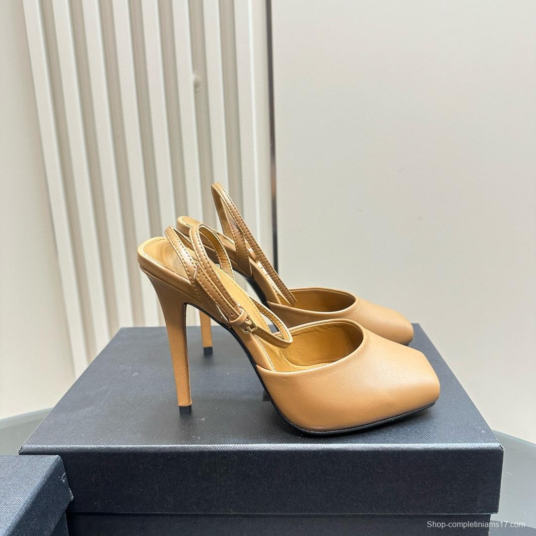 2025 Women Yves Saint Laurent Beige Calfskin Slingback Pumps
