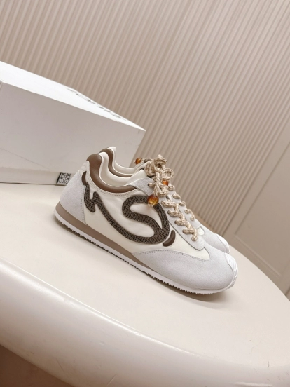 2025 Unisex Loewe Cream Suede Casual Sneaker With Embroidered Detailing KFY00300