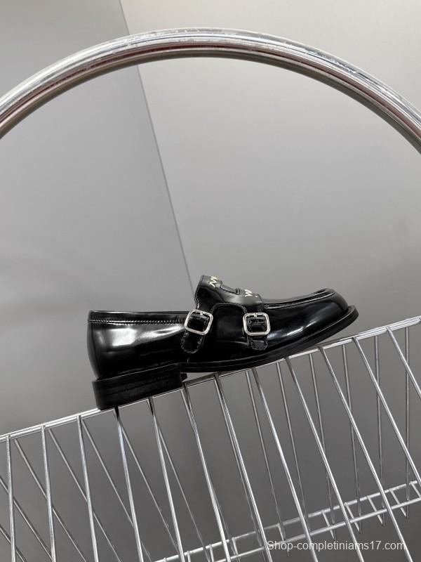 2025 Women Marni Black Leather Loafers KFY00320