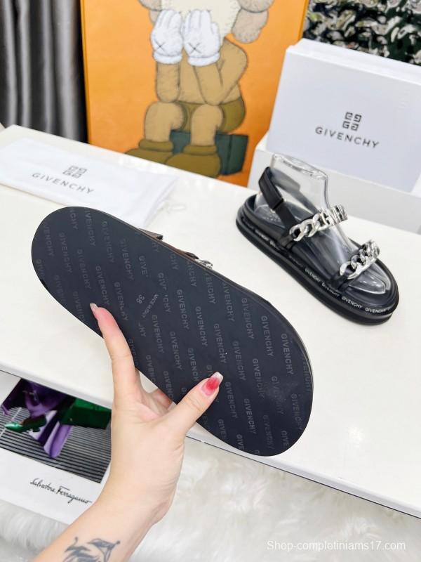 2025 Women Givenchy Black Transparent Rubber Sandals Chain Detail LY00260