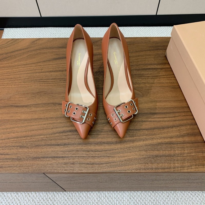 2025 Women Gianvito Rossi Brown Leather Heels KFY00300