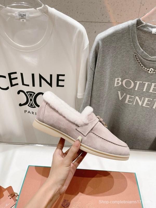 2024 Women LP Beige Suede Shearling Loafer MJ00300