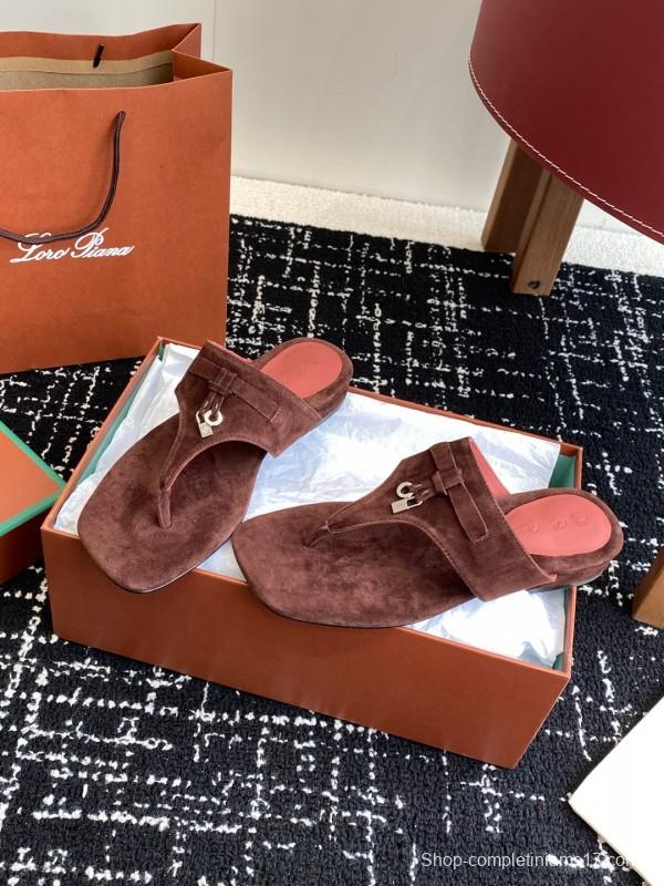 2025 Women Le Parmentier Brown Suede Slippers KFY00280