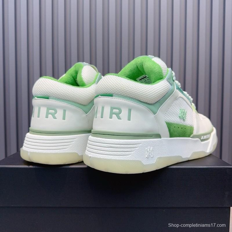 2024 Unisex Amiri White Green Leather Mesh Sneakers MJ00360
