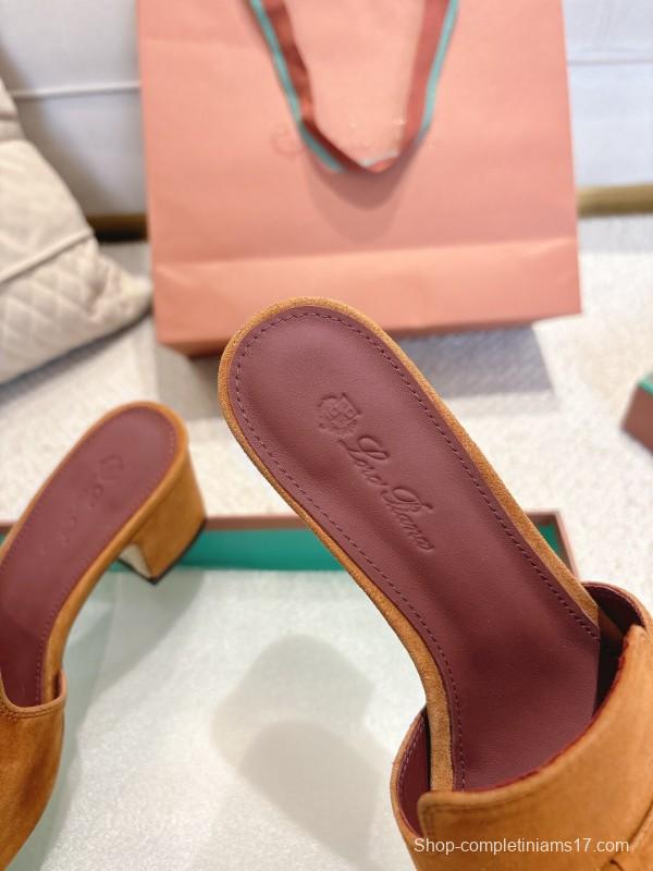 2025 Women LP Brown Suede Heeled Mules