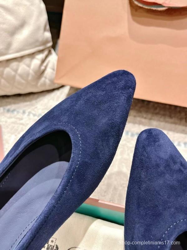 2025 Women LP Navy Suede Ballet Flats