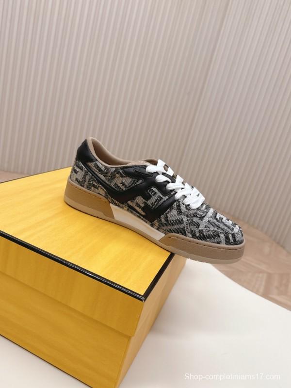2025 Unisex Fendi Black Grey Brown Leather Fabric Plimsolls FD Match LY00350(F)/LY00360(M)