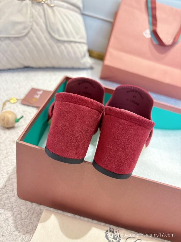 2025 Women LP Red Suede Heeled Sandals