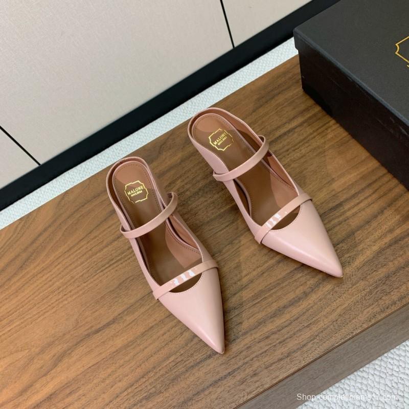 2025 Women Malone Souliers Pink Leather Mid Heel