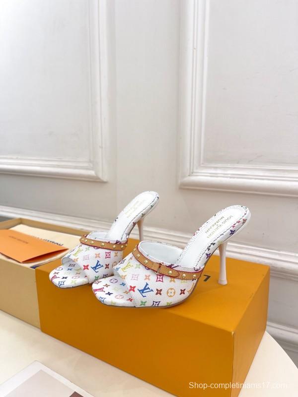 2025 Slippers Louis Vuitton Multi Color Leather Slippers KFY00290