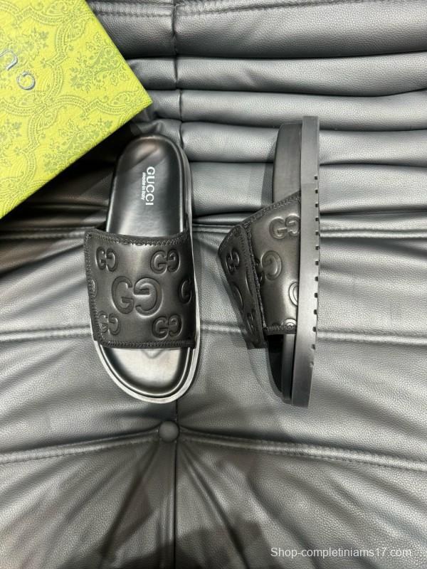 2024 GUCCI Black Leather Slippers MJ00200