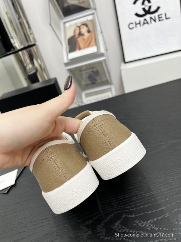 2025 Women Chanel Brown Canvas Sneakers LY00230