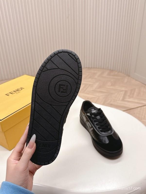 2025 Men Fendi Black Leather Sneakers LY00360(M)
