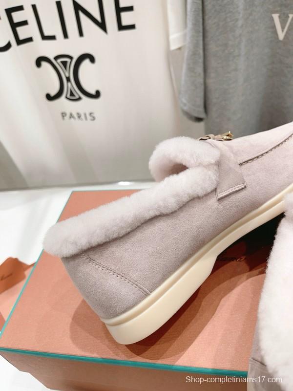 2024 Women LP Beige Suede Shearling Loafer MJ00300