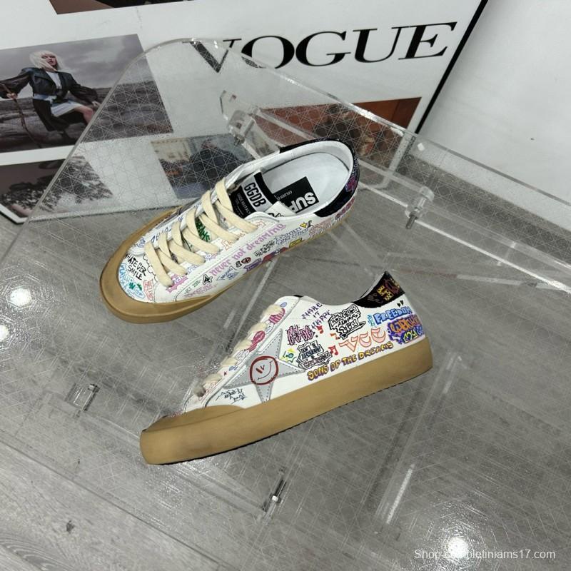 2025 Women GGDB White Multi Leather Sneakers