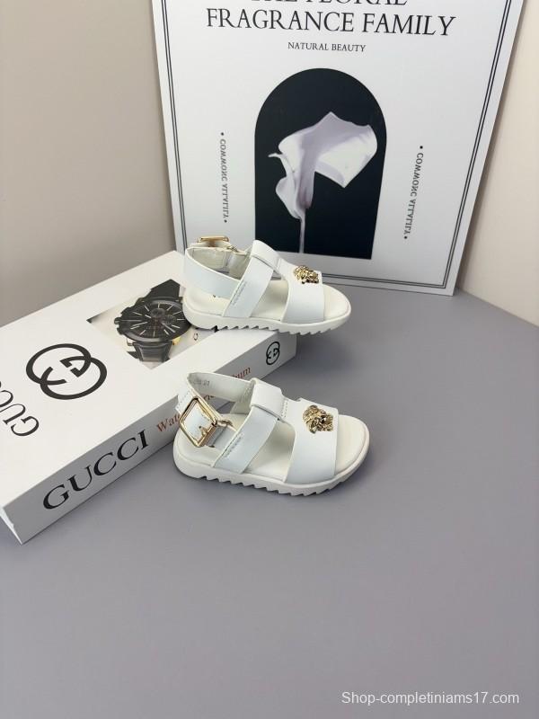 2025 Kids Versace Black White Leather Sandals