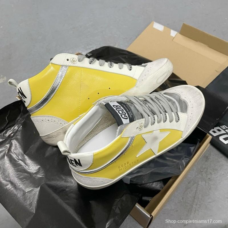 2024 Unisex GGDB Yellow White Leather Suede High Top Sneakers MJ00300