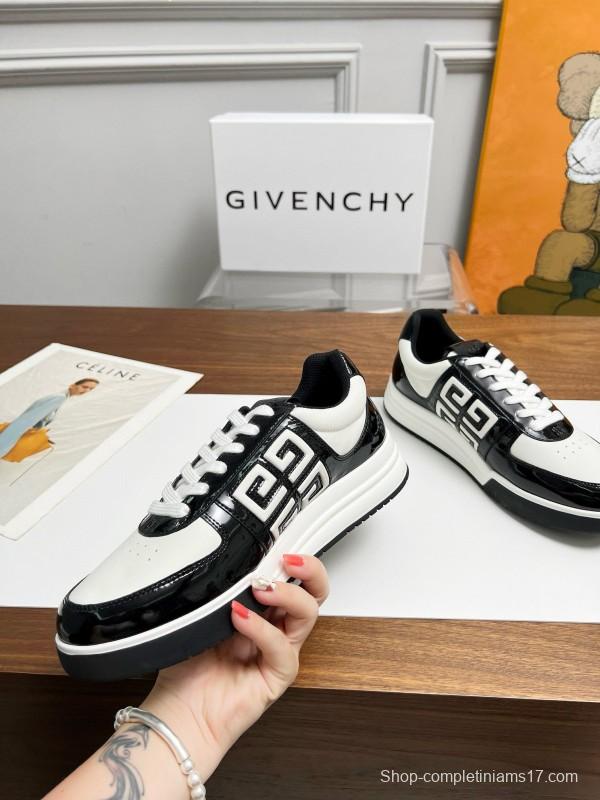 2024 Unisex Givenchy Black White Silk Calfskin Low Top Running Sneakers MJ00380