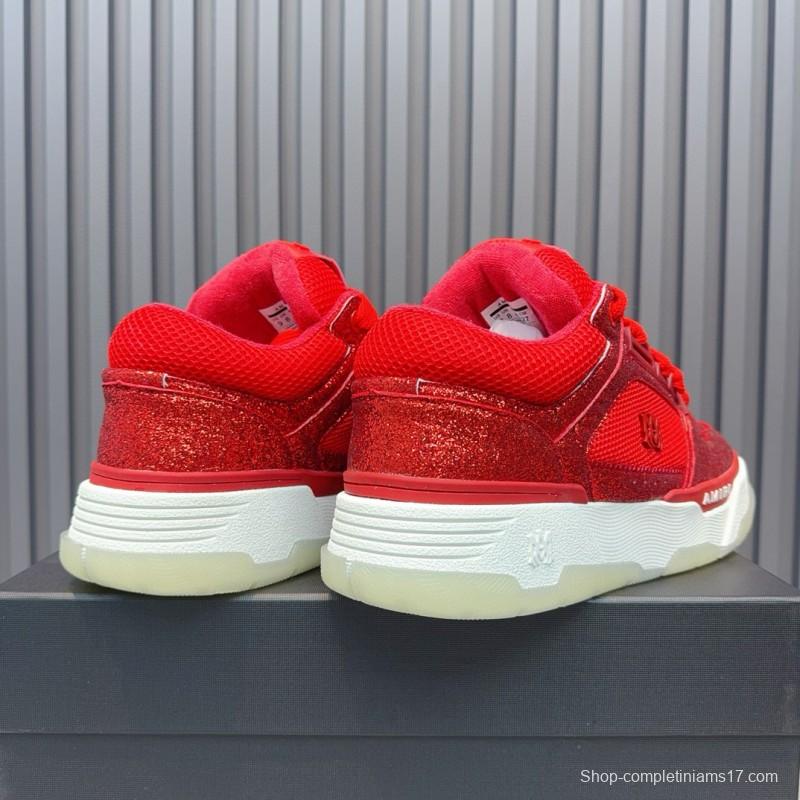 2024 Unisex Amiri Red Mesh Suede Sneakers MJ00360