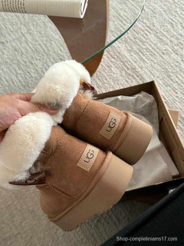 2024 Women UGG Antelope Brown Suede Shearling Short Boots MJ00170