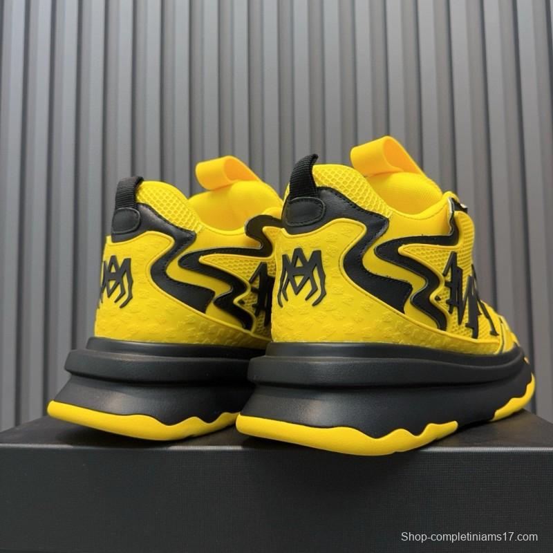 2024 Unisex Amiri Yellow Black Leather Sneakers MJ00410