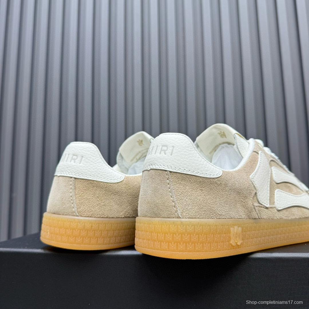2024 Unisex Amiri Beige White Suede Leather Sneakers MJ00300