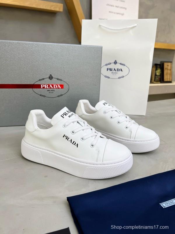 2024 Unisex Prada White Calfskin Leather Sneakers MJ00310