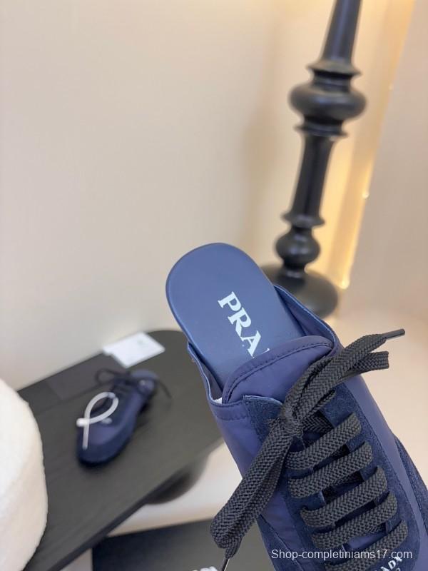 2025 Women Prada Blue Suede Fabric Casual Shoes
