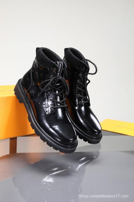 2024 Men Louis Vuitton Black Calfskin Leather Casual High-Top MJ00470