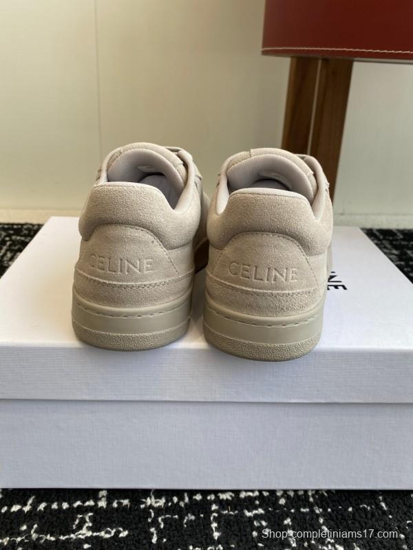 2025 Women Celine Beige Suede Sneakers KFY00310