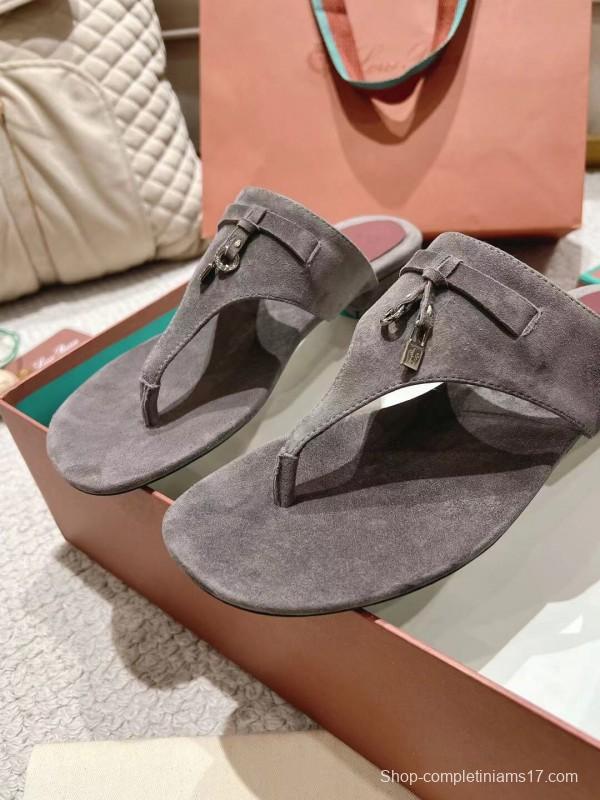 2025 LP Grey Suede Slippers LY00300