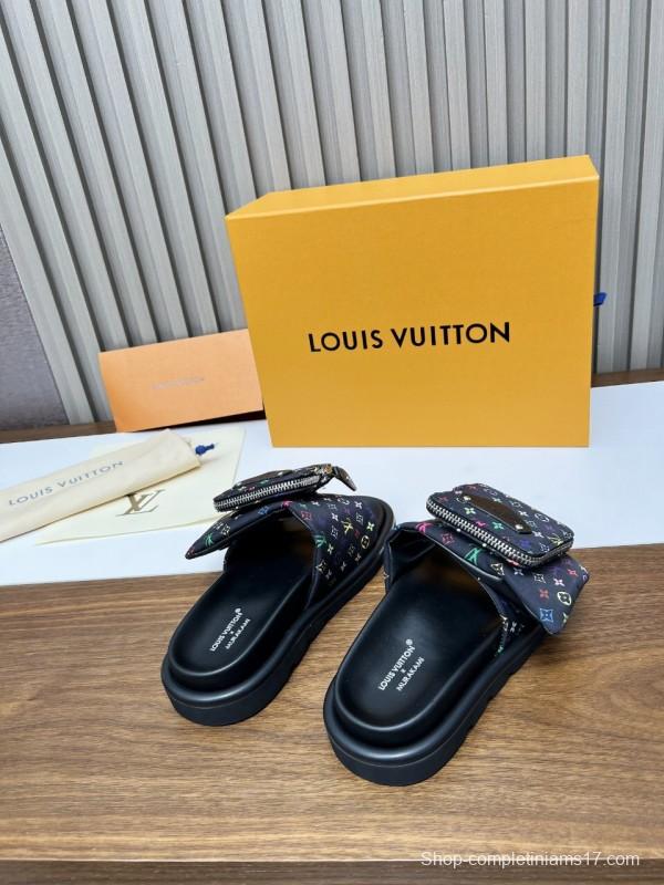 2025 Slippers Louis Vuitton Multicolor Canvas Slippers KFY00230