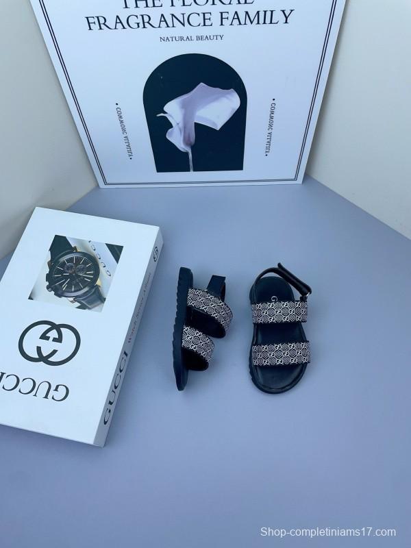 2025 Kids Gucci Black Pink Fabric Sandals