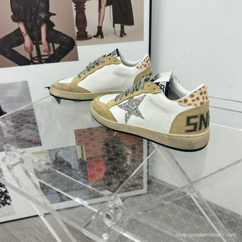 2024 Unisex GGDB White Beige Glitter Suede Leather Low Top Sneakers MJ00260