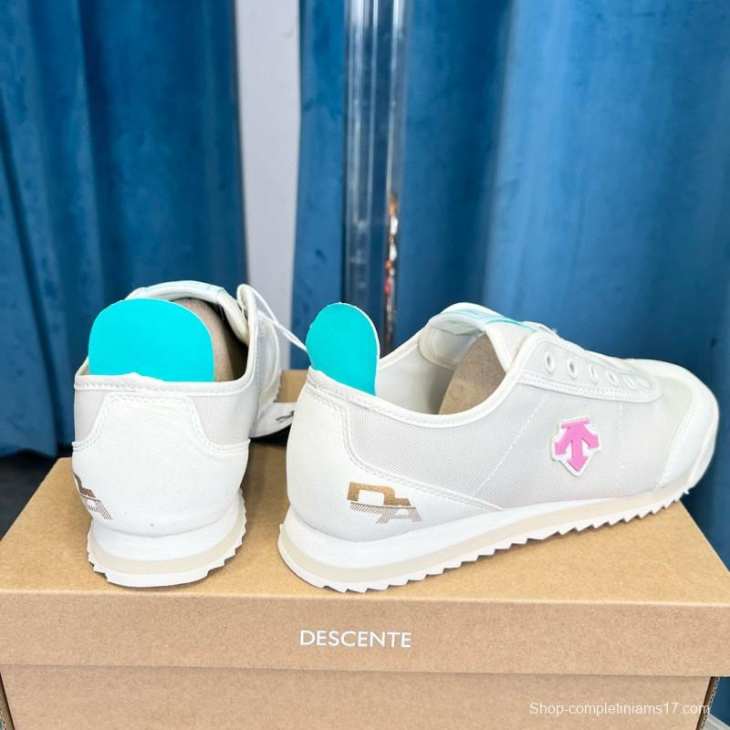 2024 Unisex DESCENTE迪桑特 White Pink Canvas Sneakers