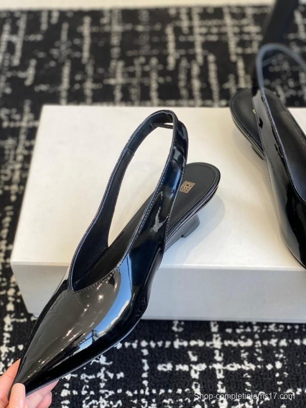 2025 Women Toteme Black Patent Leather Slingback Pumps
