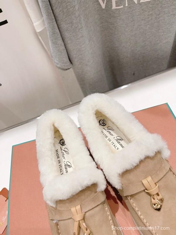 2024 Women Le Parmentier Beige Suede Shearling Loafers