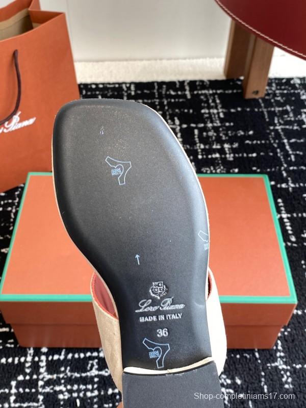 2025 Women Le Parmentier Beige Suede Slippers KFY00280