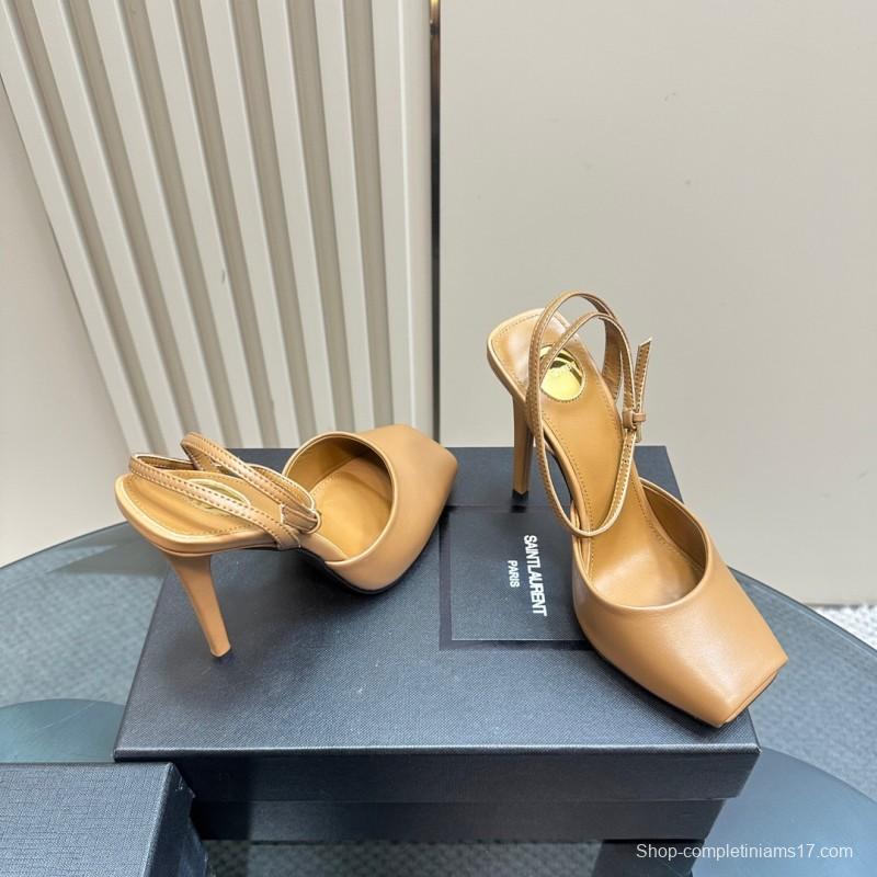 2025 Women Yves Saint Laurent Tan Calf Leather Heels KFY00280