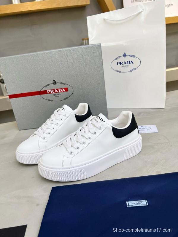 2024 Unisex Prada White Black Leather Sneakers MJ00310
