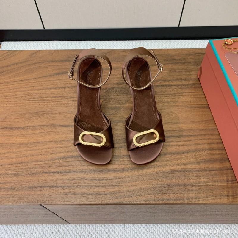 2025 Women Le Parmentier Brown Leather Sandals KFY00280