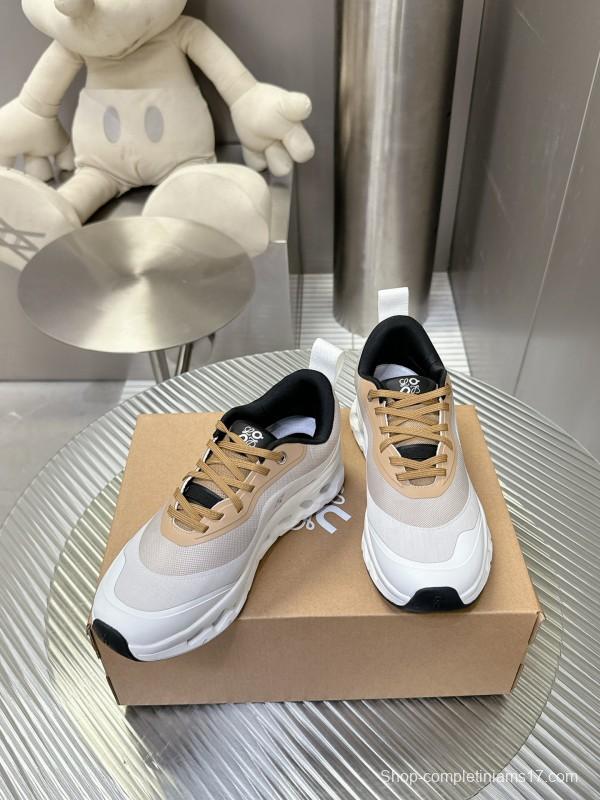 2025 Unisex Loewe White Beige Mesh Leather Sneakers