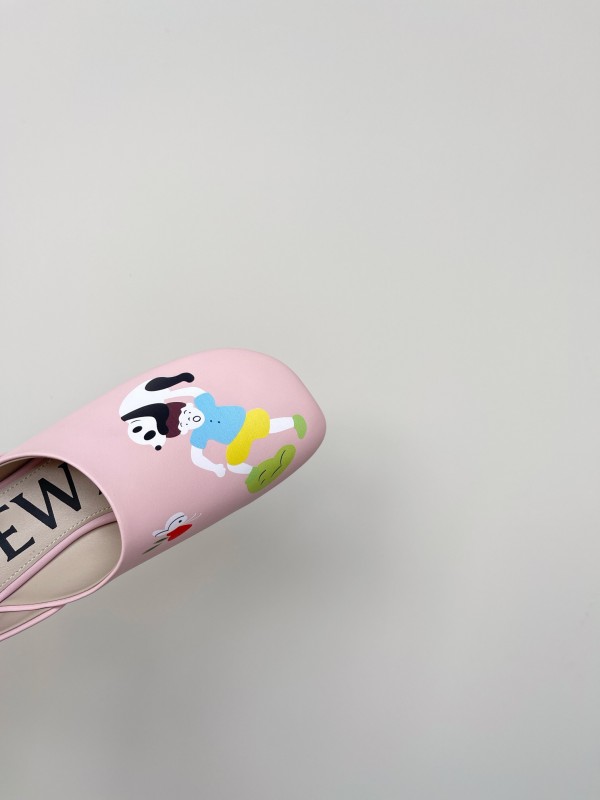 2025 Women Loewe Pink Leather Slippers LY00270