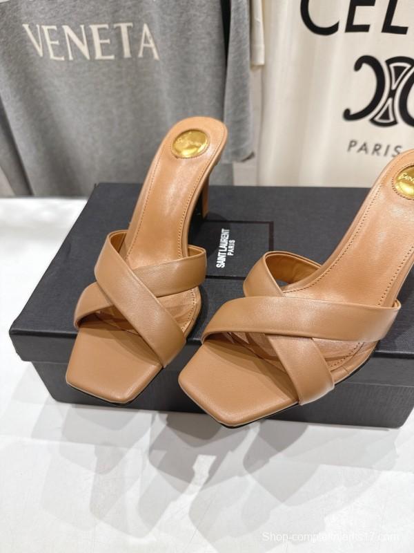 2025 Women Yves Saint Laurent Beige Leather High Heels