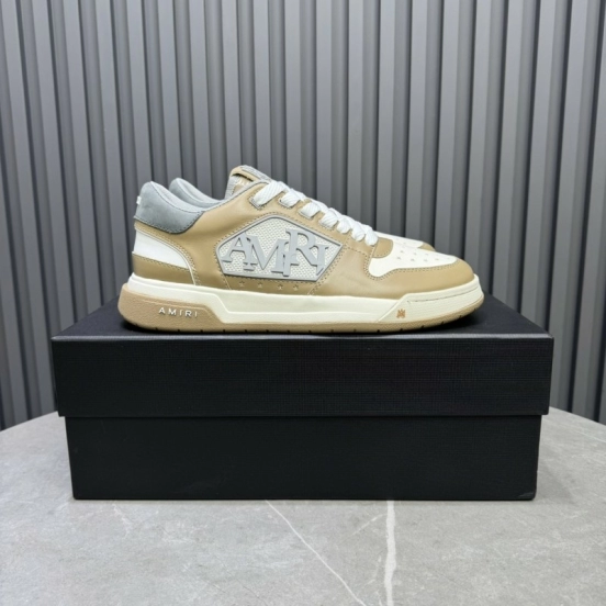 2025 Unisex Amiri Beige White Leather Sneakers MJ00360