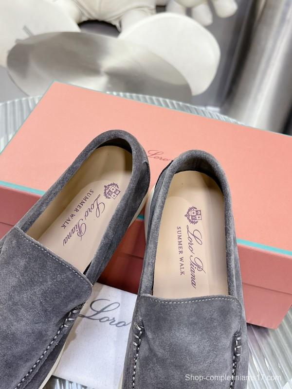 2025 Unisex Philipp Plein Gray Suede Loafers Soft Rubber Sole LY00260