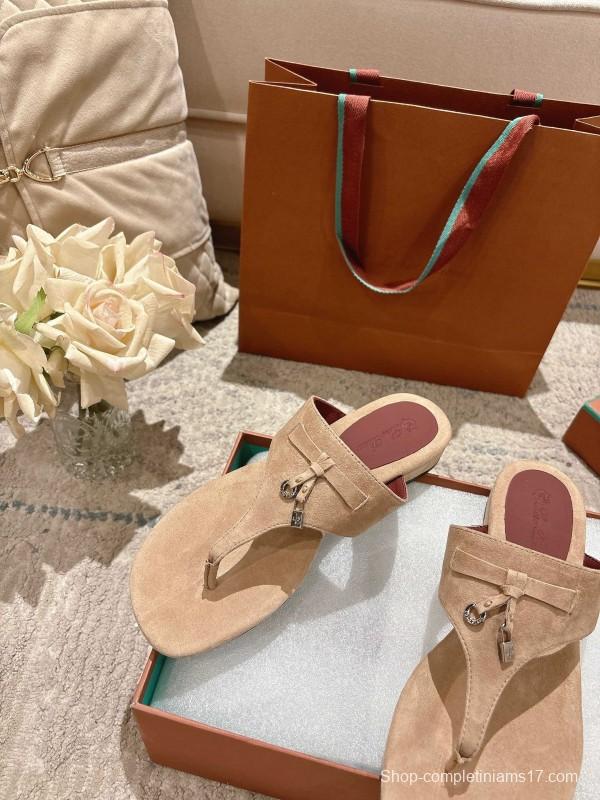 2025 Slippers LP Beige Suede Thong Sandal LY00250
