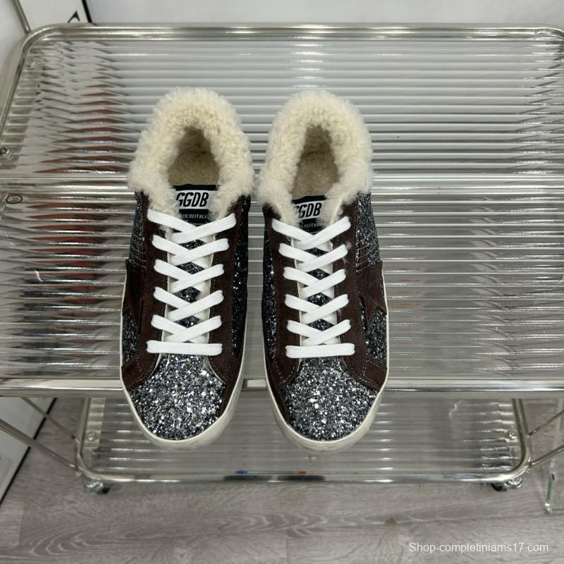 2025 Women GGDB Black Silver Glitter Leather Sneakers MJ00260