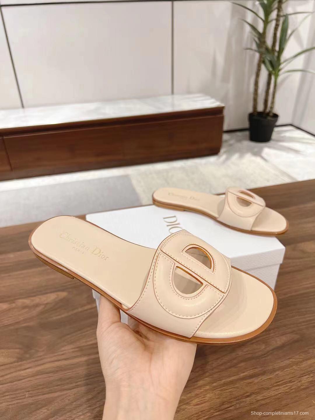 2025 Dio Ivory Leather Slippers LY00260