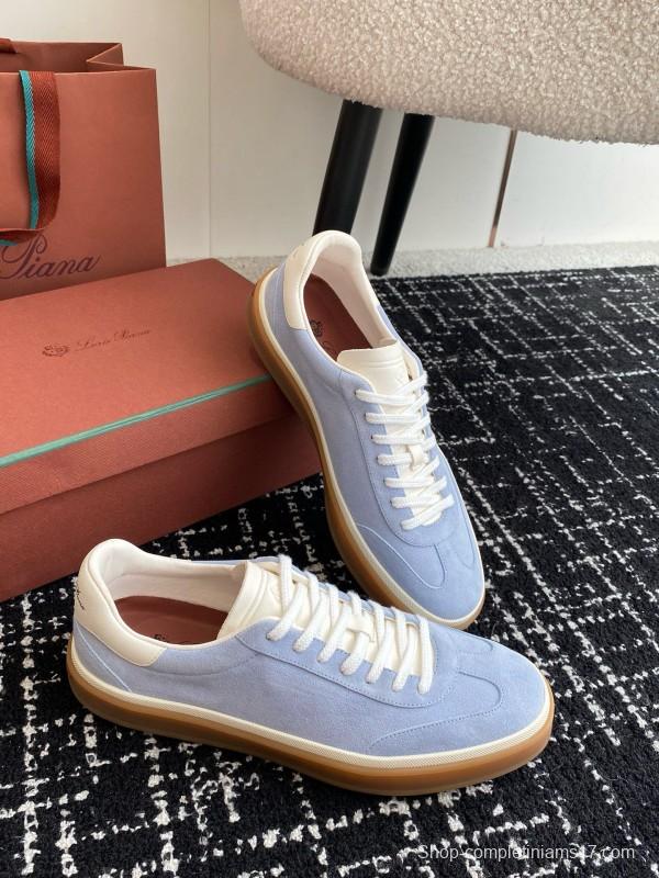 2024 Unisex Loro Piana Light Blue White Custom Leather Sneakers MJ00320